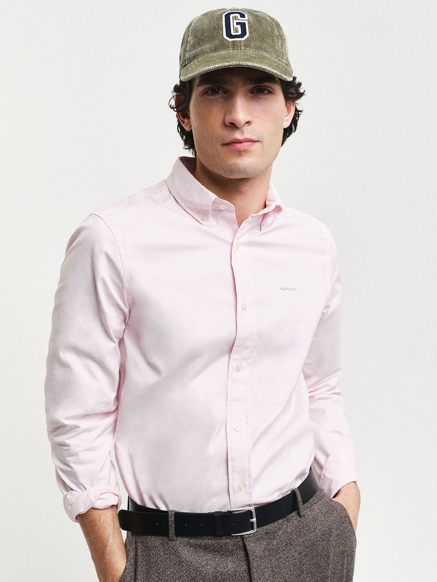 GANT Men Button-Down Collar Solid Cotton Slim Fit Casual Shirt