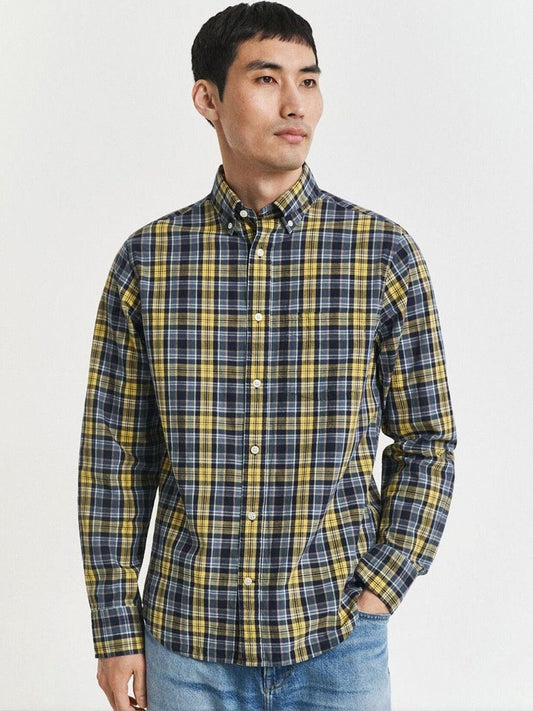 GANT Men Checked Button-Down Collar Cotton Casual Regular Fit Shirt
