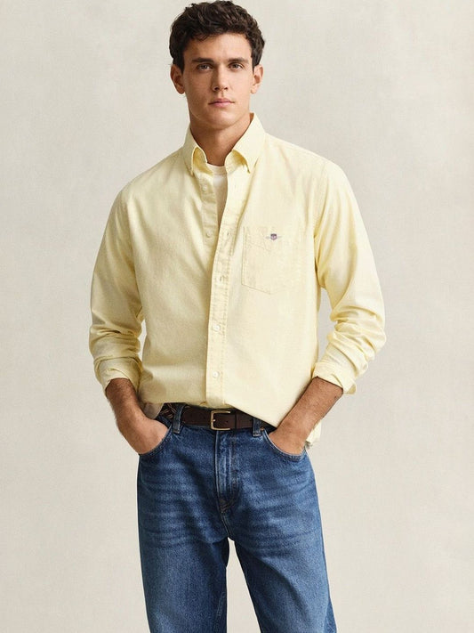 Gant Men Yellow Solid Regular Fit Classic Oxford Shirt