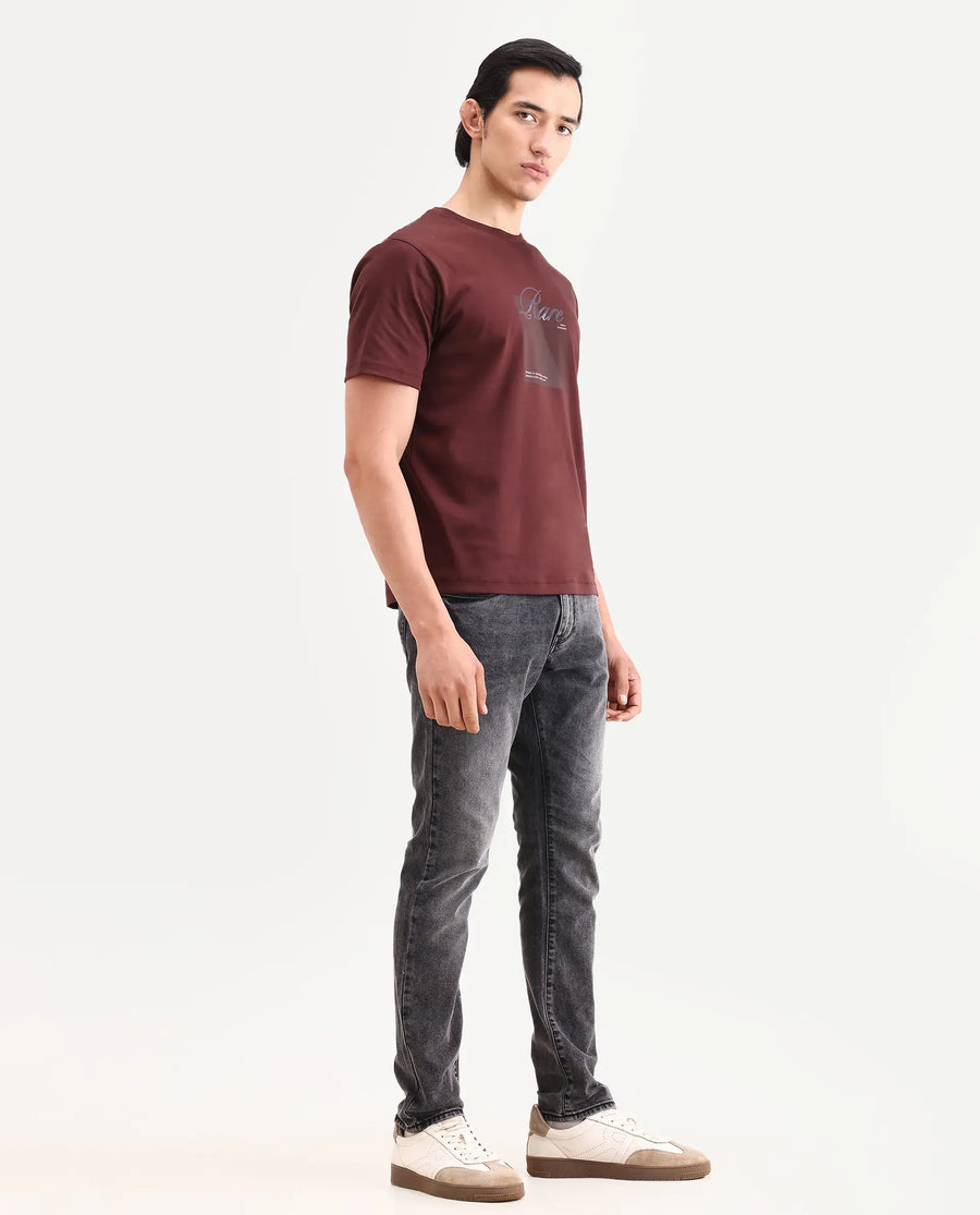 Rare Rabbit Men's Oris 26 Dark Grey Cotton Blend Fabric Hawk Slim Fit Plain Jeans