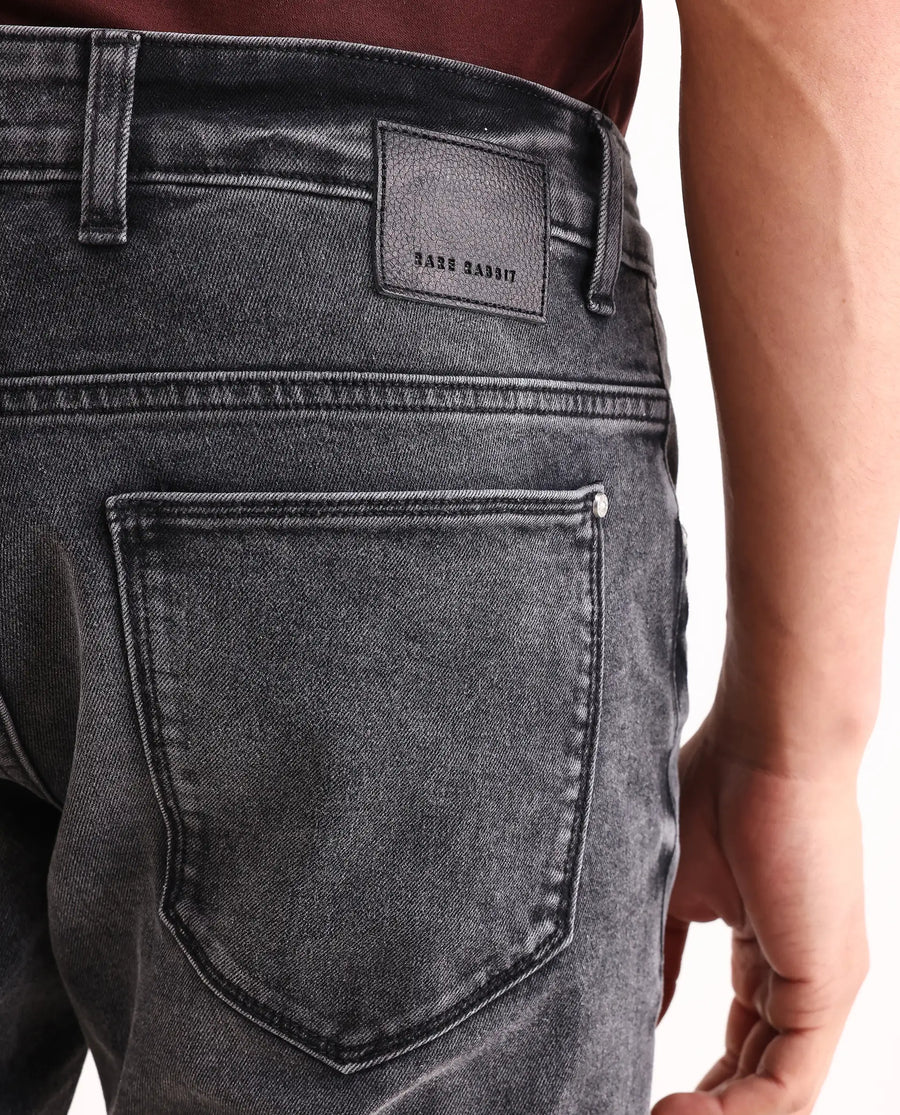 Rare Rabbit Men's Oris 26 Dark Grey Cotton Blend Fabric Hawk Slim Fit Plain Jeans