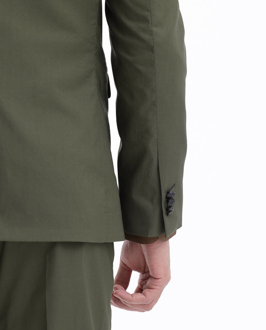 Rare Rabbit Men's Oscar Dark Olive Polyester Plain Tailored Fit Full Sleeve Lapel Neck Suits