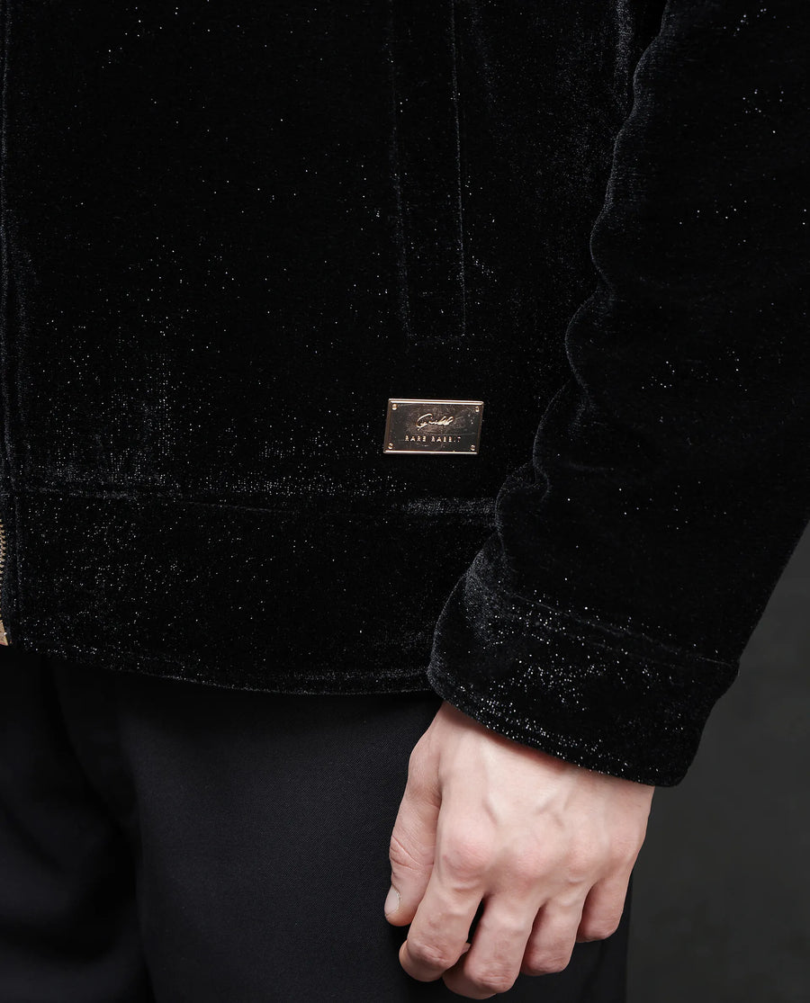 Rare Rabbit Men's Otaki-2 Black Lurex Blend Plain Regular Fit Full Sleeve Spread Collar Jacket