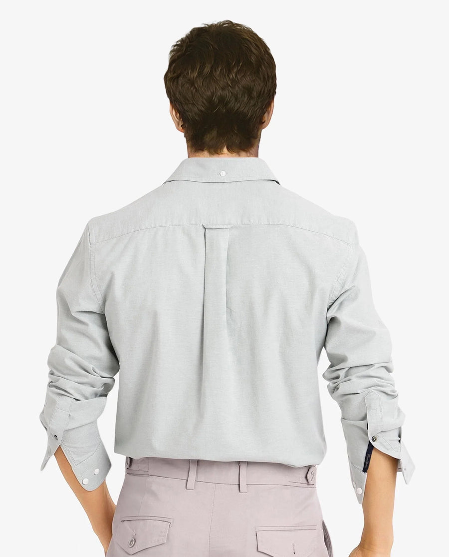 Rare Rabbit Men's Oxo Dusky Green Cotton Blend Plain Regular Fit Full Sleeve Collared Shirt