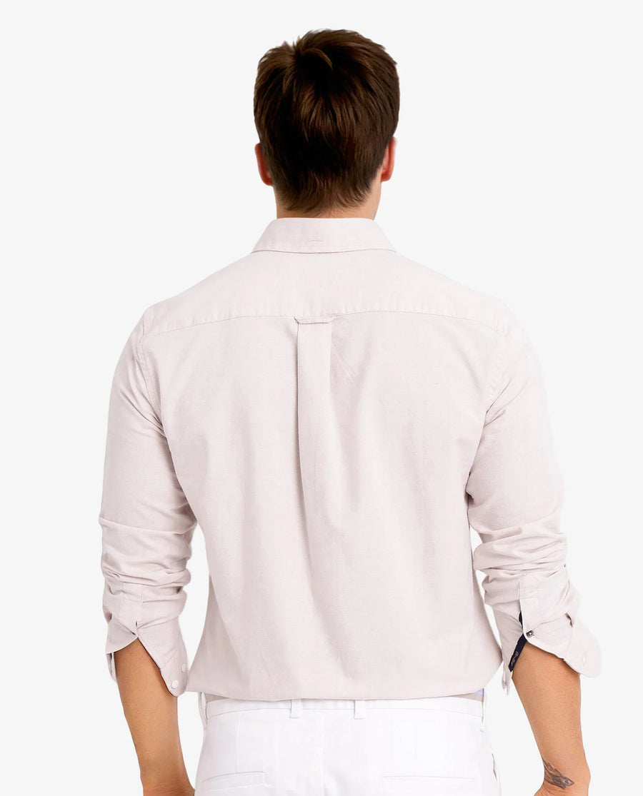 Rare Rabbit Men's Oxob Beige Cotton Blend Plain Regular Fit Full Sleeve Collared Shirt