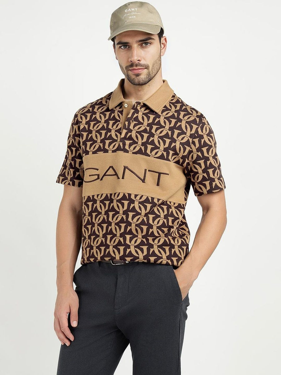 GANT Men Regular Fit Brand Logo Polo Collar T-shirt