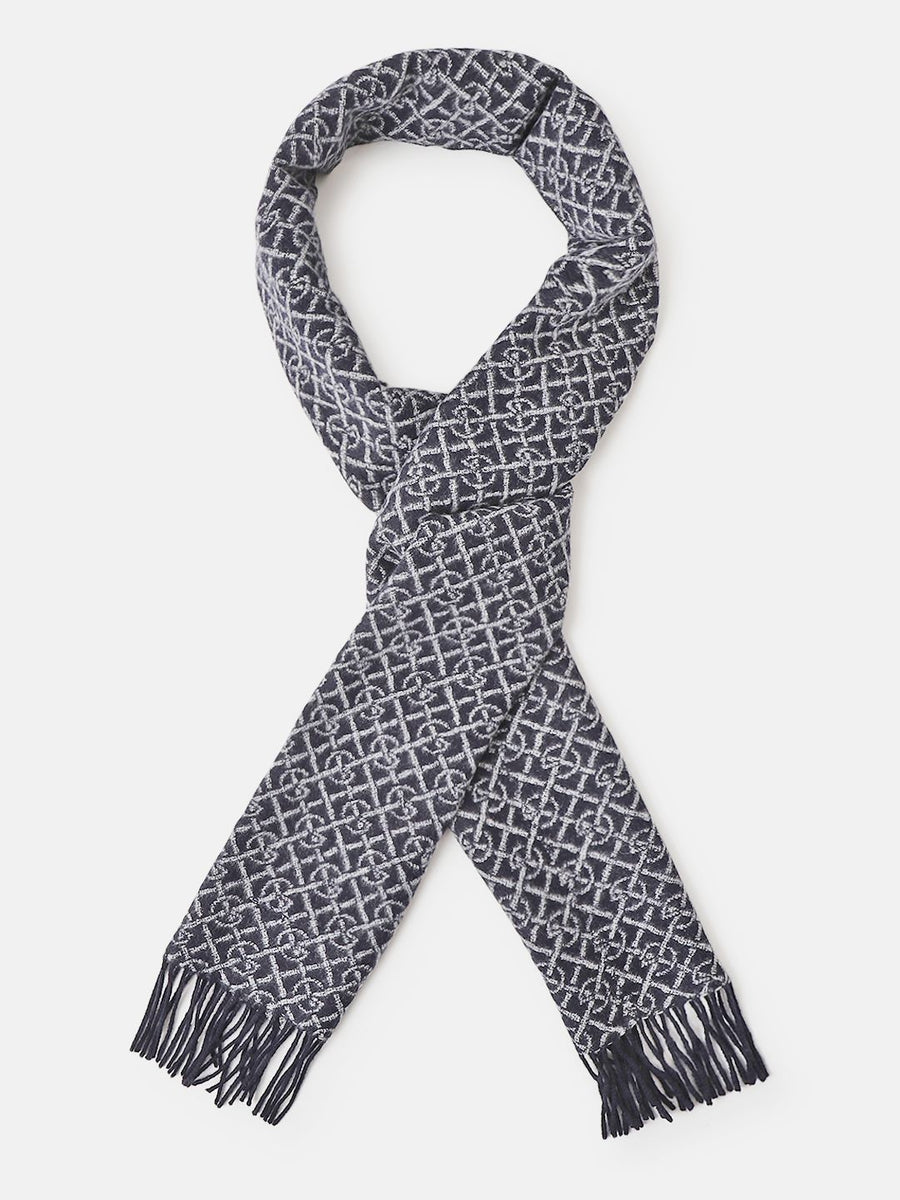 GANT Men Printed Fringed Scarf
