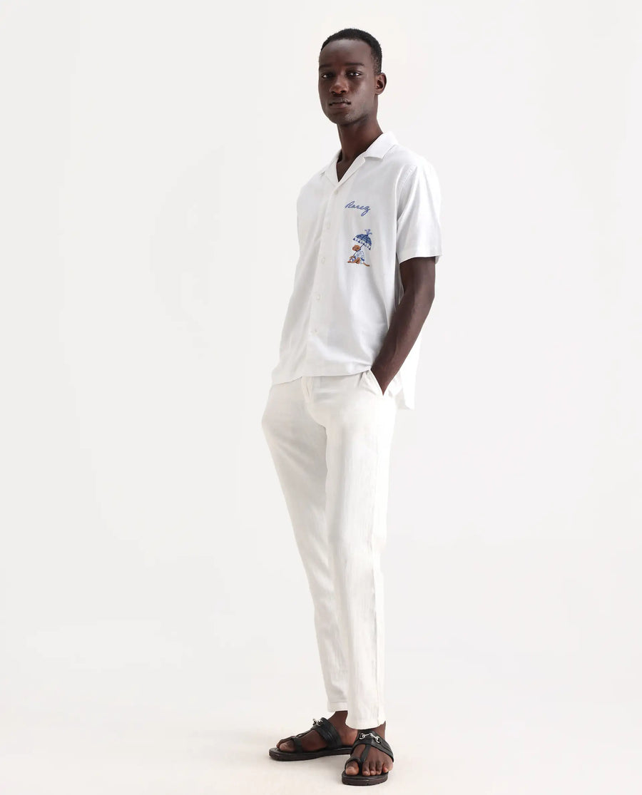Rare Rabbit Men's Pastor 25 White Cotton Plain Regular Fit Trouser