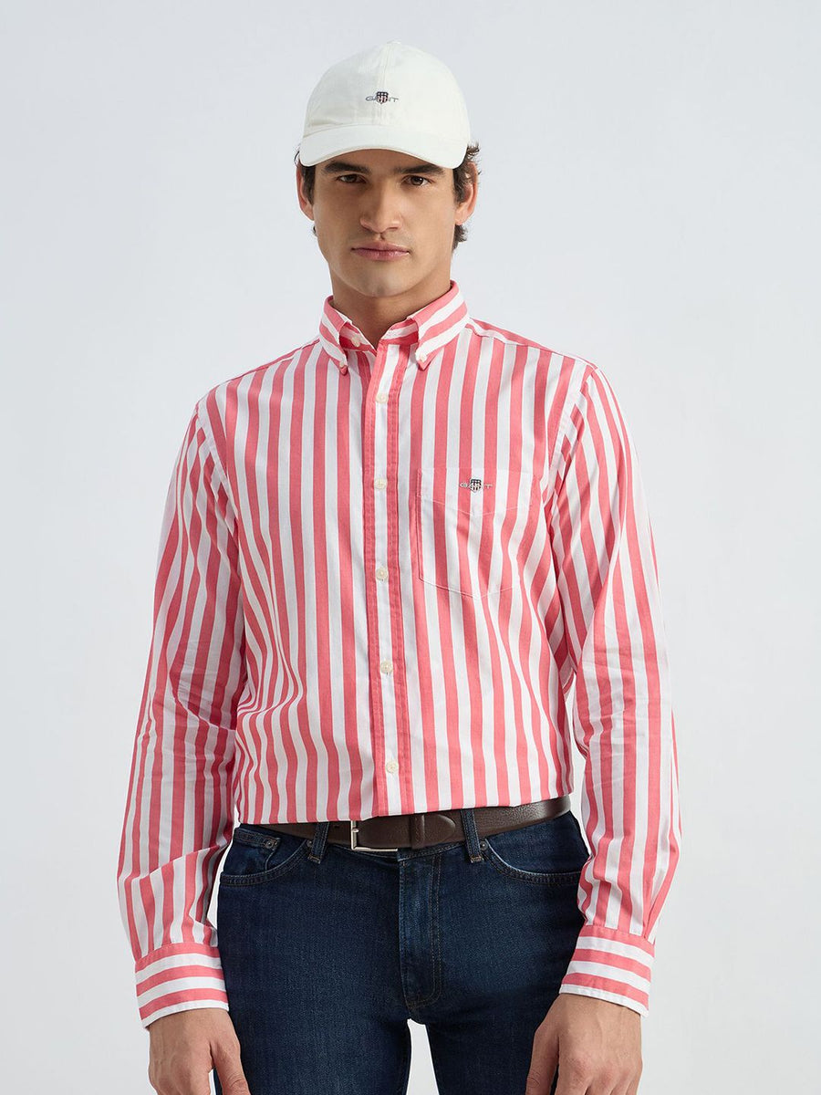 GANT Striped Button-Down Collar Classic Regular Fit Pure Cotton Casual Shirt