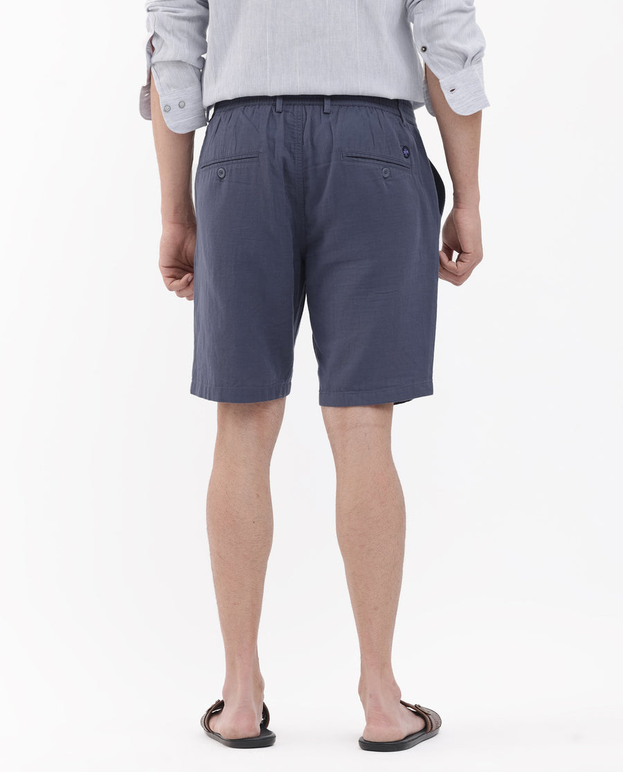 Rare Rabbit Men's Pinto Purple Cotton Plain Relaxed Fit Shorts