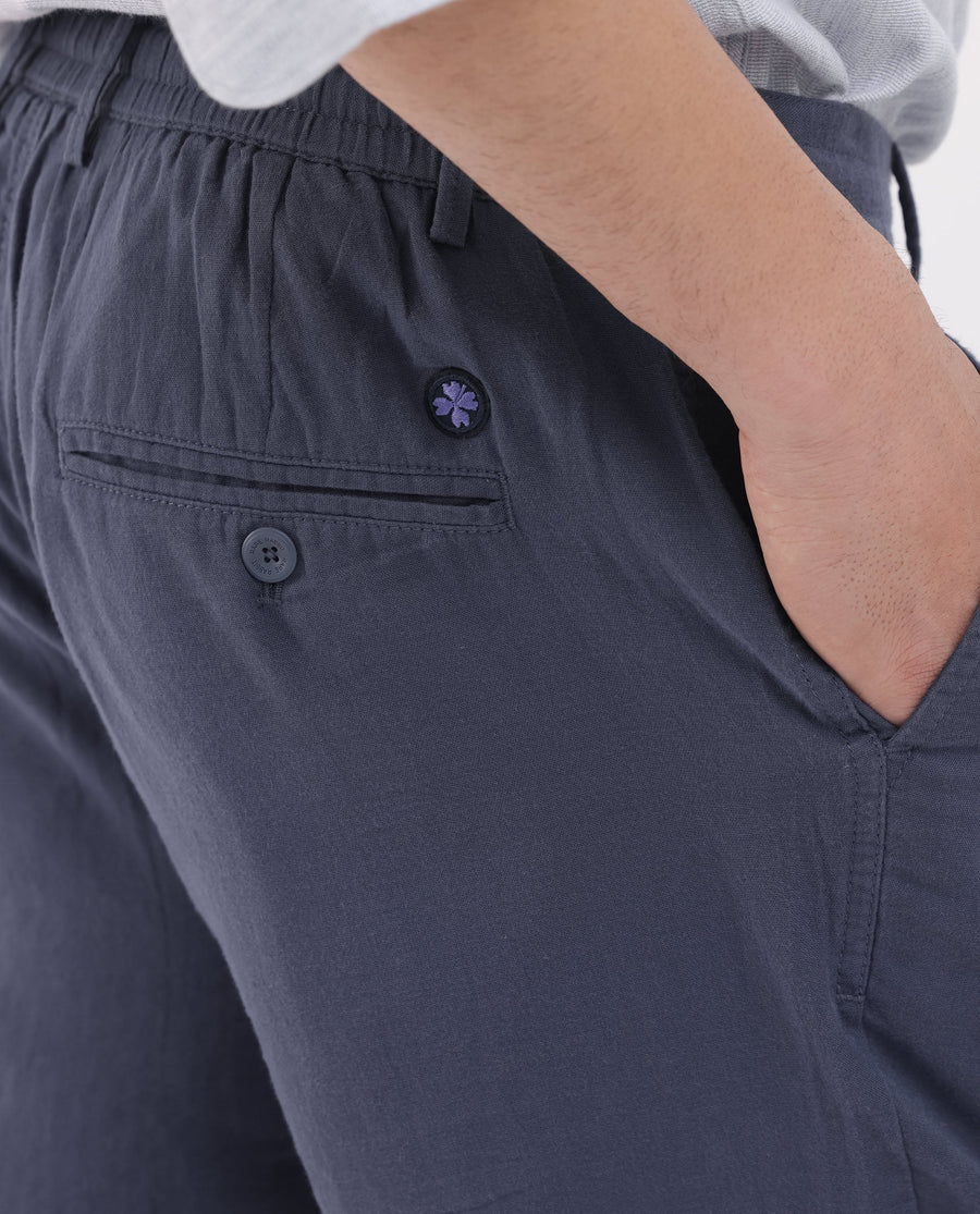Rare Rabbit Men's Pinto Purple Cotton Plain Relaxed Fit Shorts