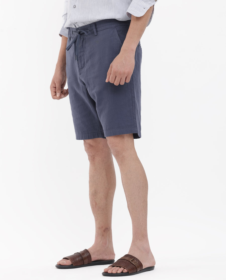 Rare Rabbit Men's Pinto Purple Cotton Plain Relaxed Fit Shorts