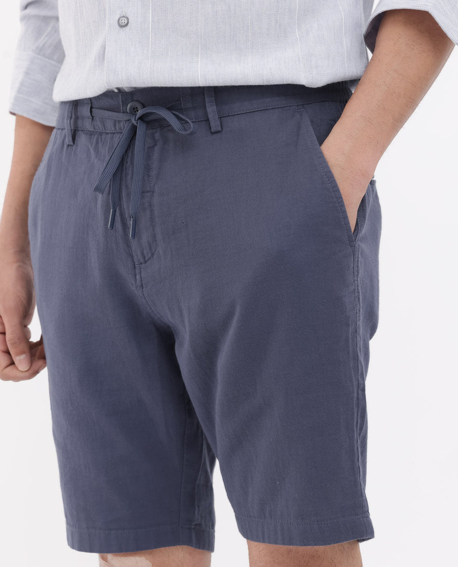 Rare Rabbit Men's Pinto Purple Cotton Plain Relaxed Fit Shorts