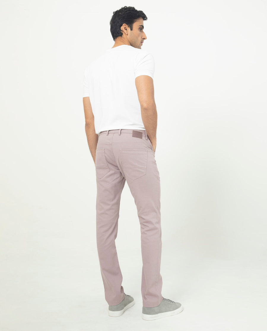 Rare Rabbit Men's Poke-2 Dusky Purple Cotton Plain Regular Fit Trouser