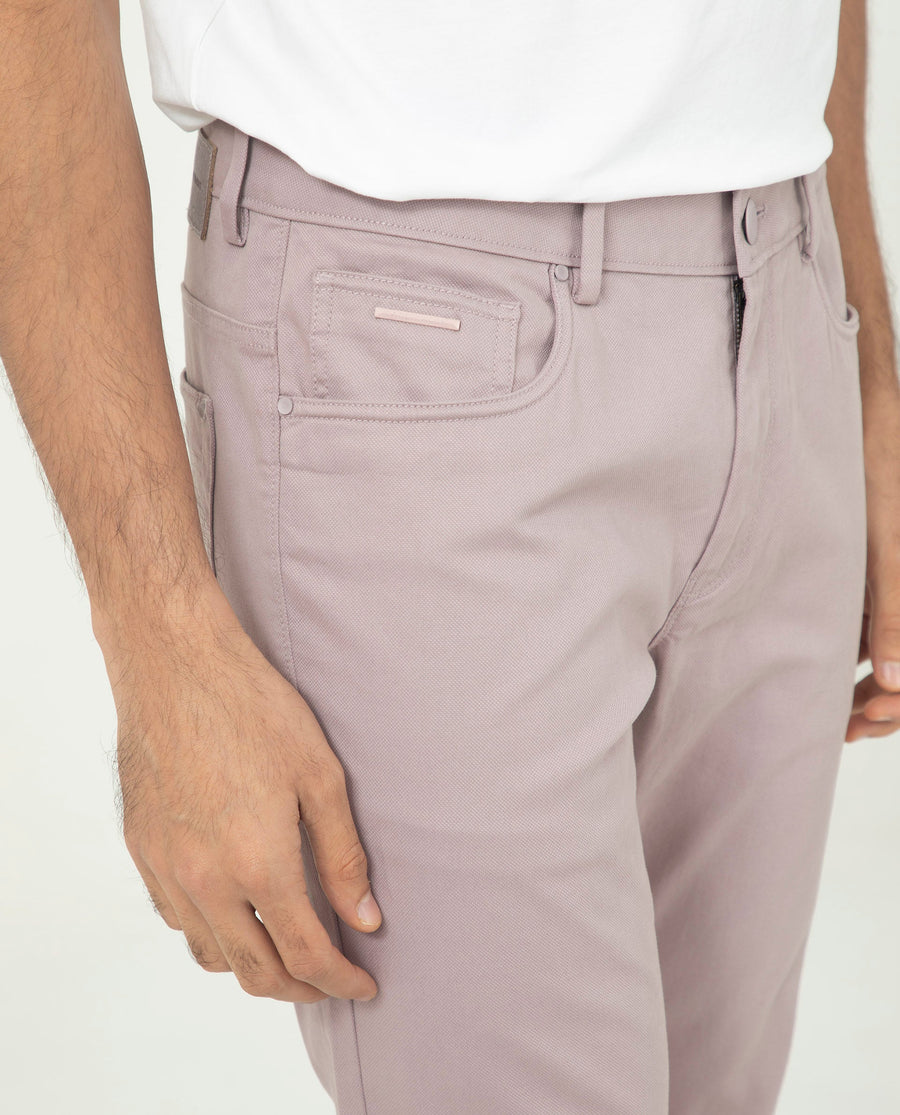 Rare Rabbit Men's Poke-2 Dusky Purple Cotton Plain Regular Fit Trouser