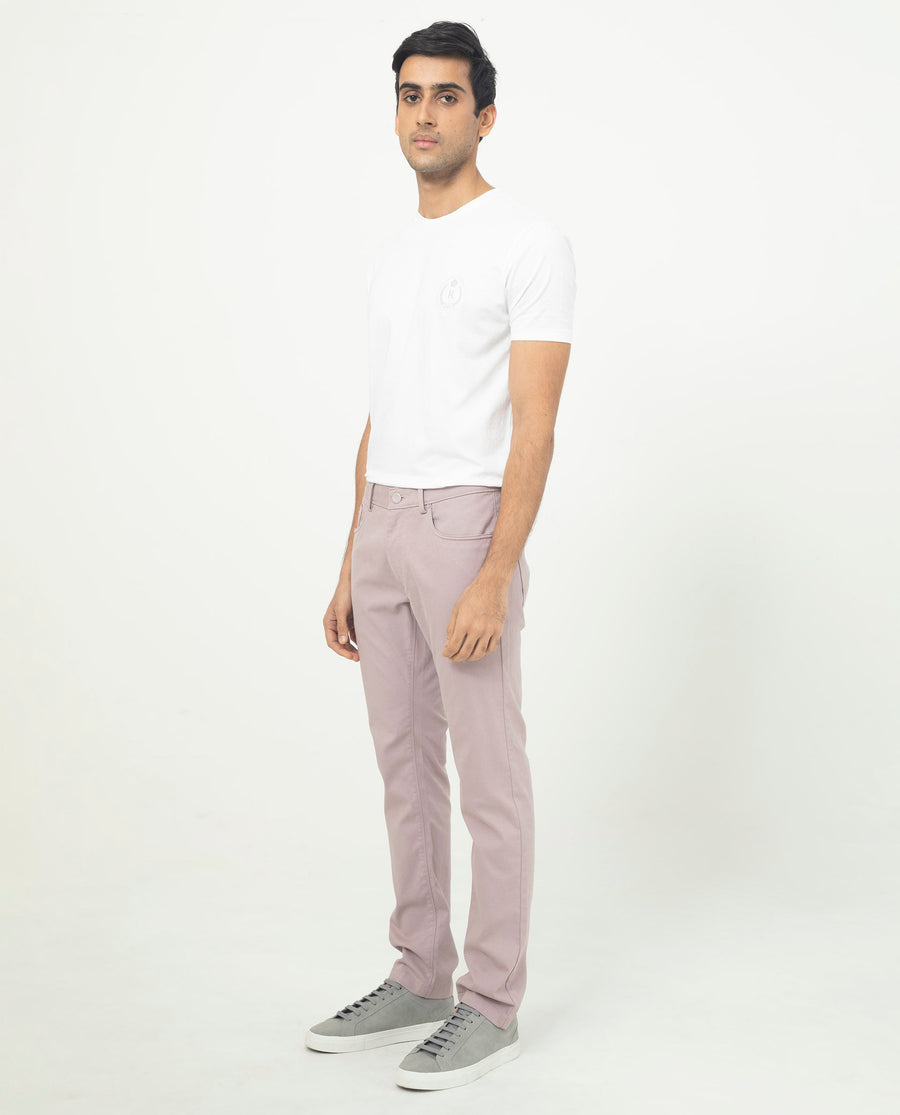 Rare Rabbit Men's Poke-2 Dusky Purple Cotton Plain Regular Fit Trouser