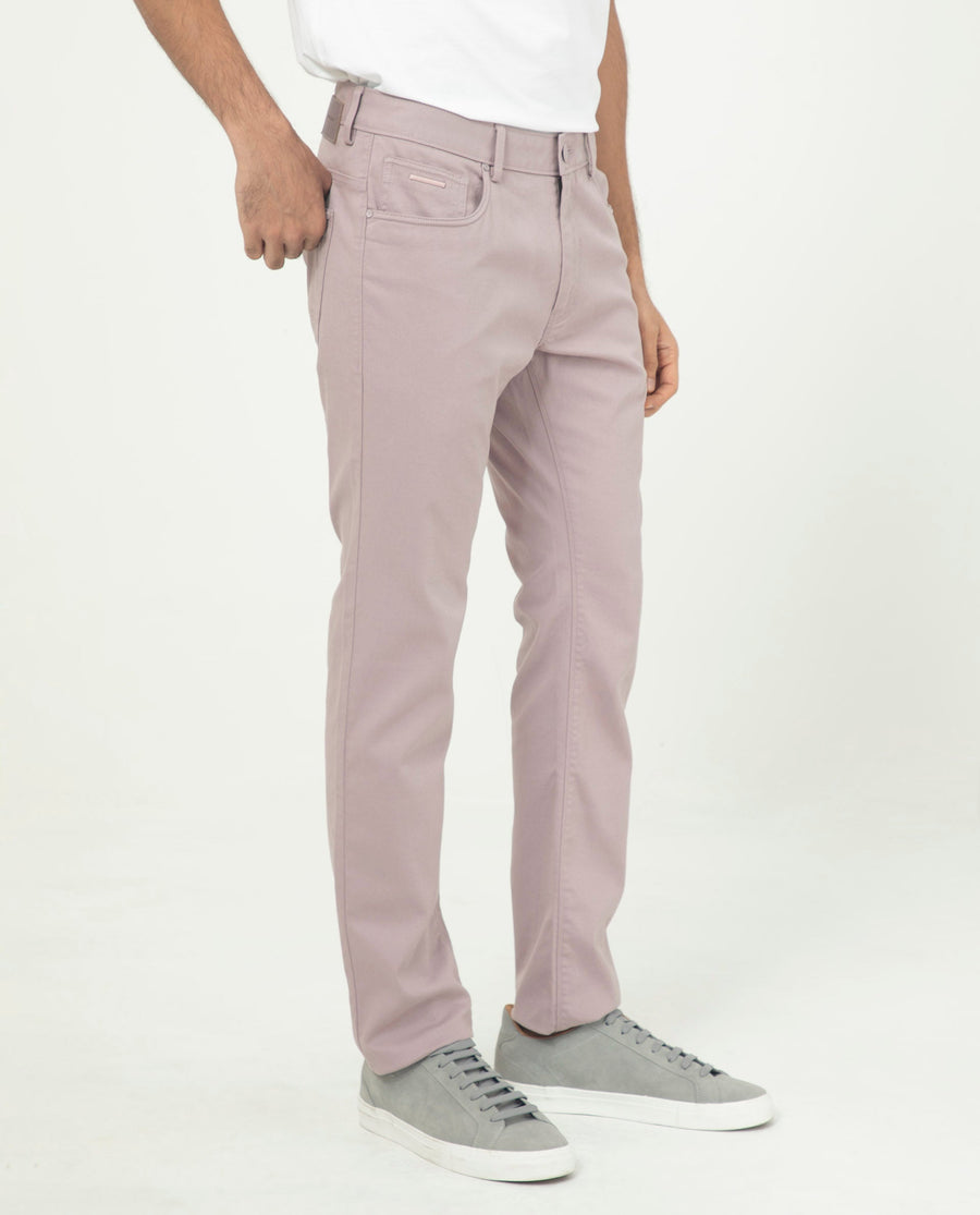 Rare Rabbit Men's Poke-2 Dusky Purple Cotton Plain Regular Fit Trouser