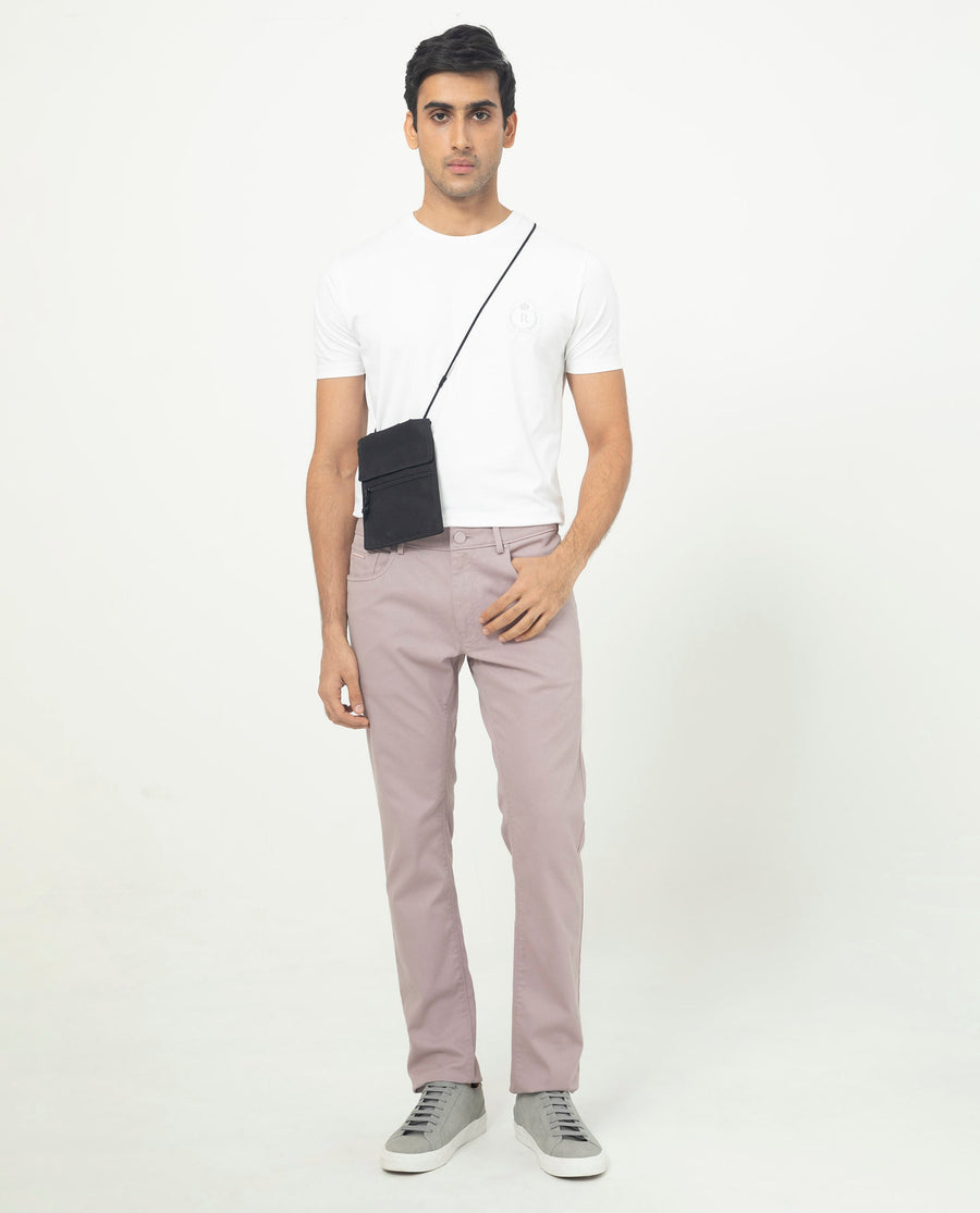 Rare Rabbit Men's Poke-2 Dusky Purple Cotton Plain Regular Fit Trouser