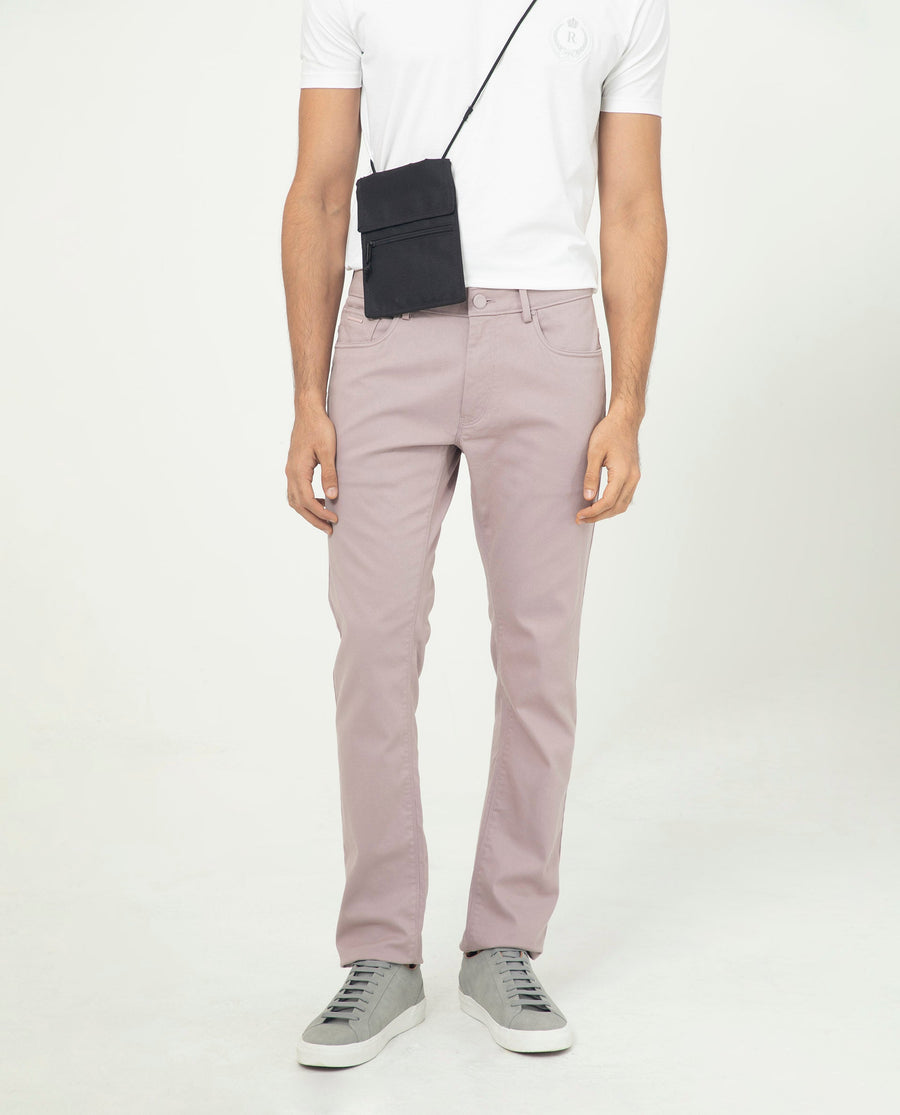 Rare Rabbit Men's Poke-2 Dusky Purple Cotton Plain Regular Fit Trouser
