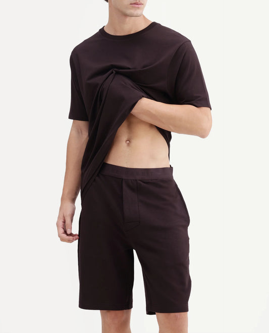 Rare Rabbit Men's Pont Dark Brown Cotton Oversized Above Knee Shorts