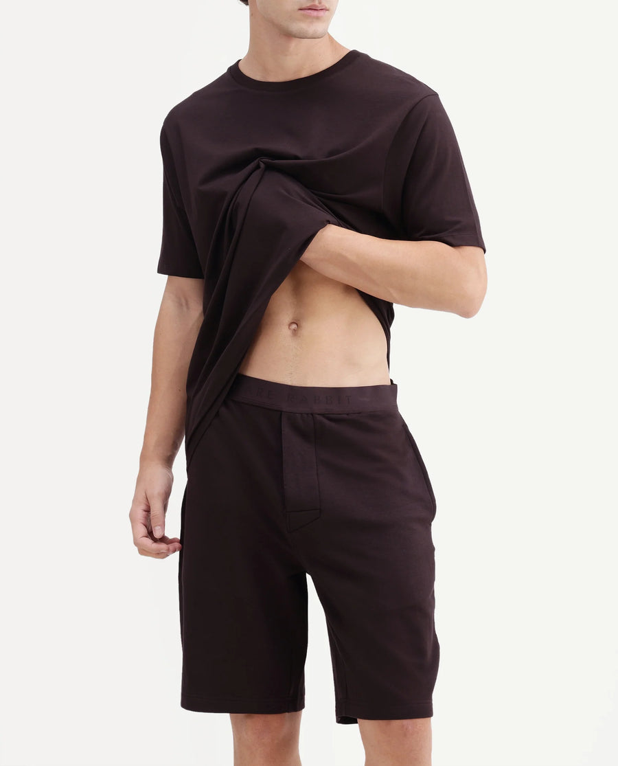 Rare Rabbit Men's Pont Dark Brown Cotton Oversized Above Knee Shorts