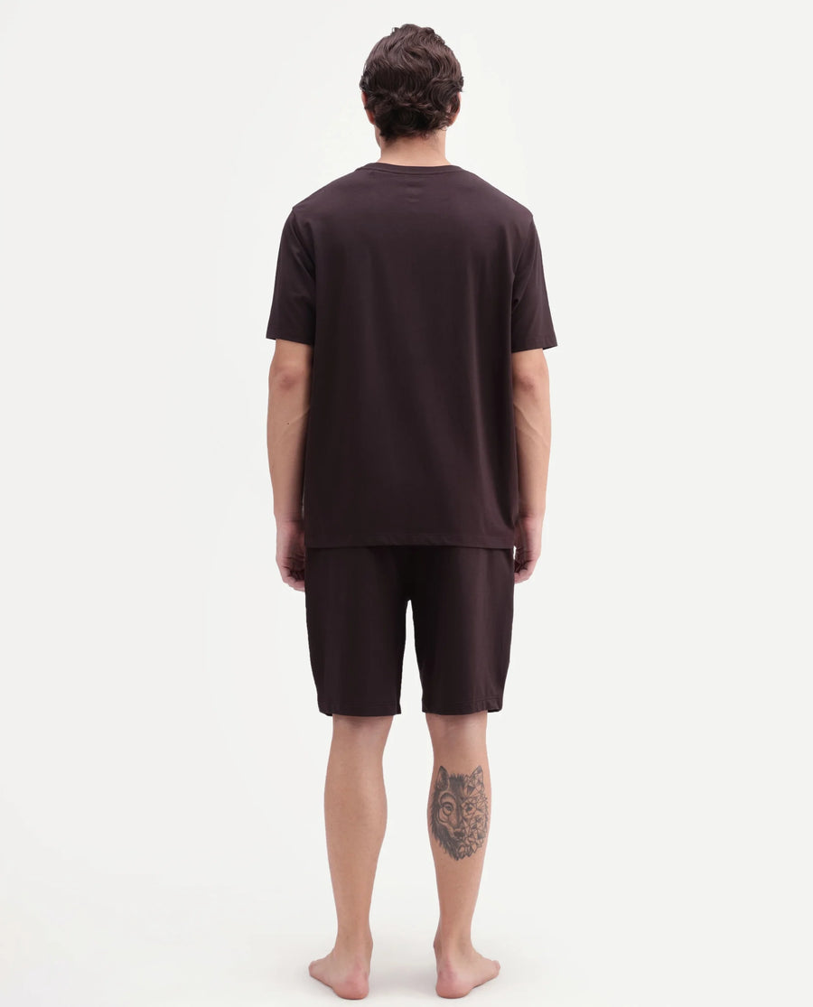 Rare Rabbit Men's Pont Dark Brown Cotton Oversized Above Knee Shorts