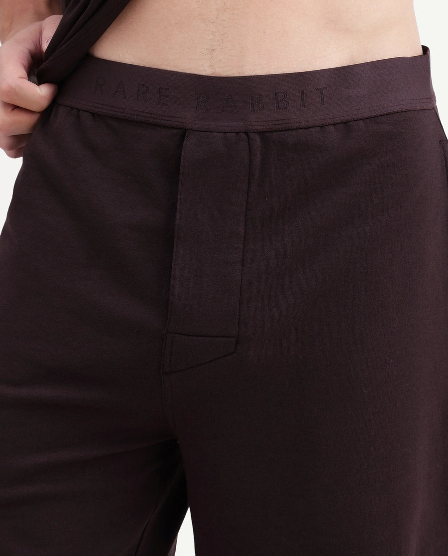 Rare Rabbit Men's Pont Dark Brown Cotton Oversized Above Knee Shorts