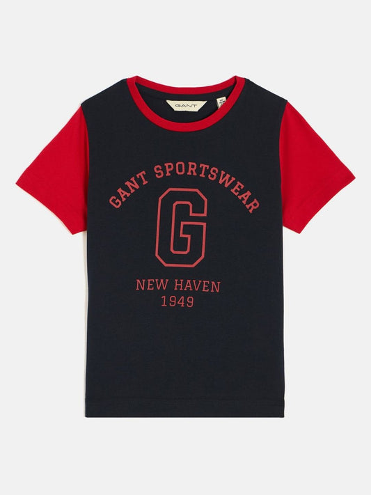 GANT Boys Typography Printed Round Neck Cotton T-shirt