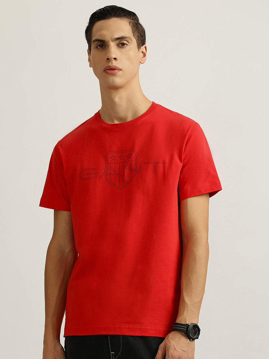 GANT Men Typography Printed Round Neck Pure Cotton T-shirt