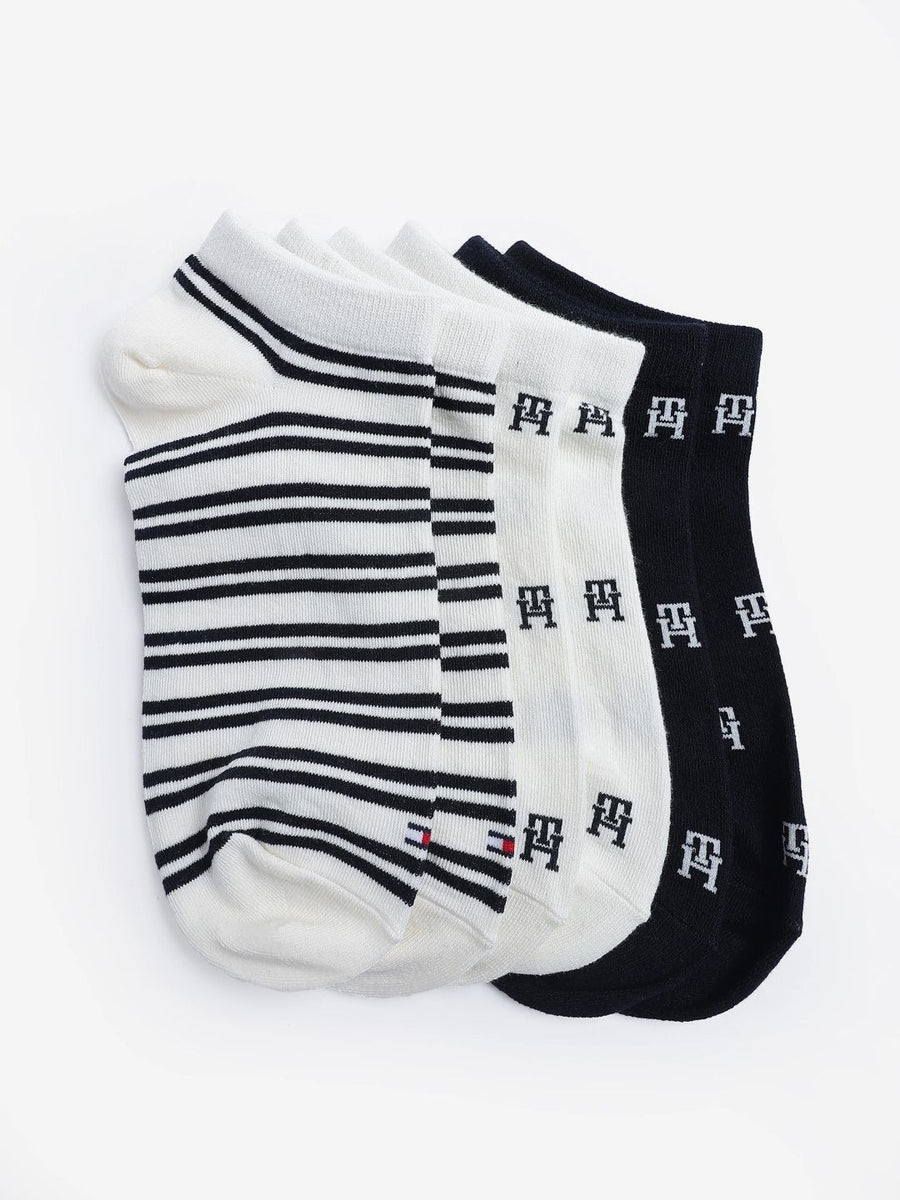 Tommy Hilfiger Women 3-Pcs Striped Ankle-Length Socks