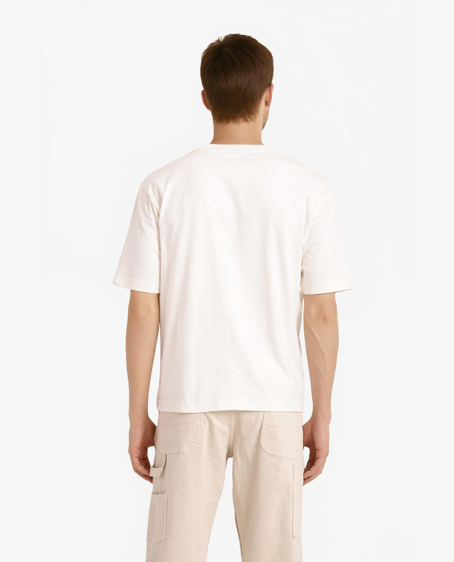 Rare Rabbit Men's Que Off White Cotton Graphic Print Regular Fit Half Sleeve Crew Neck T-Shirt