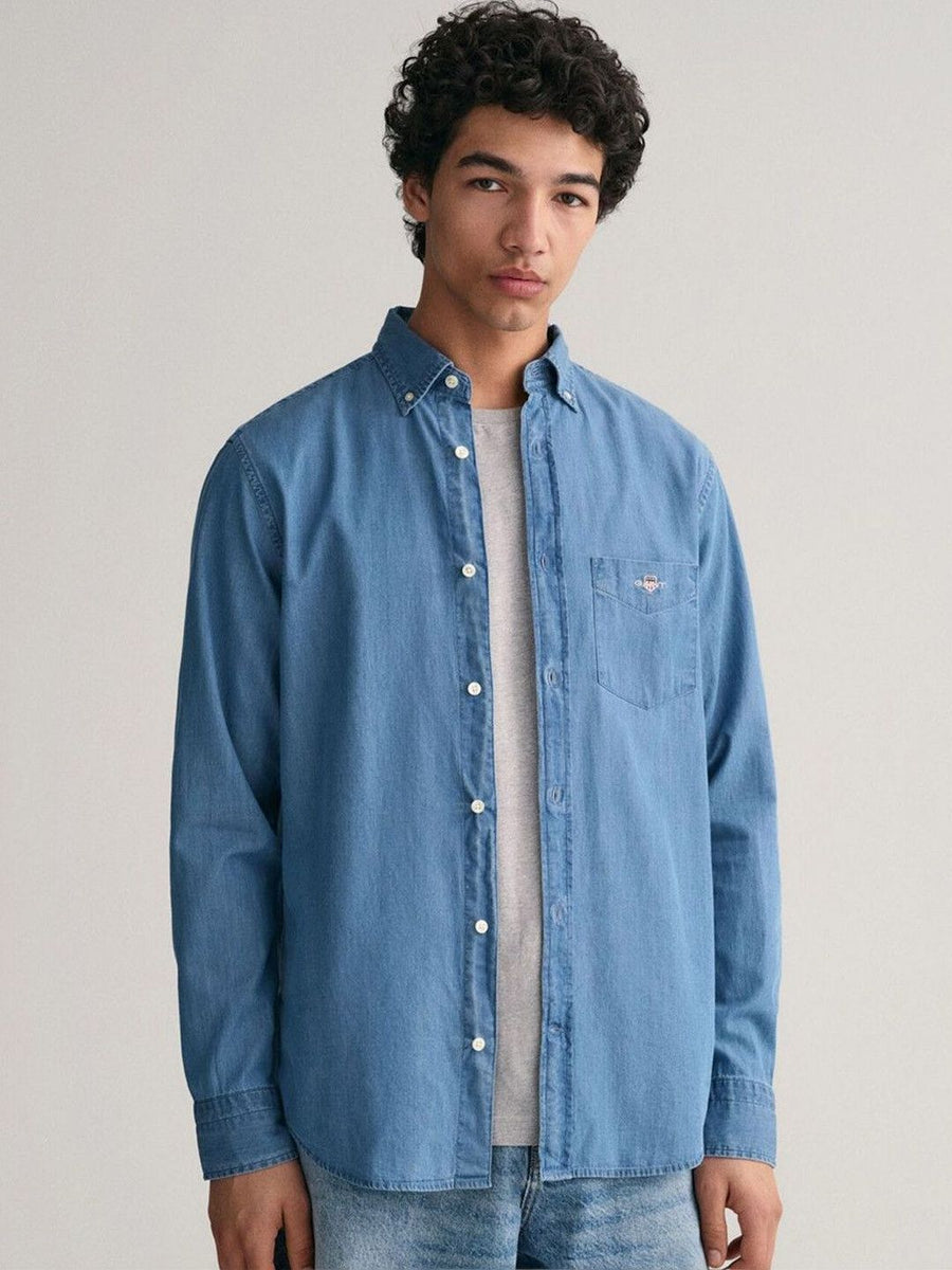 GANT Men Button-Down Collar Solid Cotton Casual Shirt