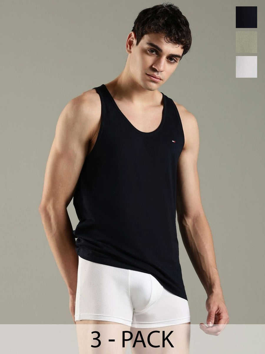 Tommy Hilfiger Pack Of 3 Pure Cotton Round Neck Innerwear Vests