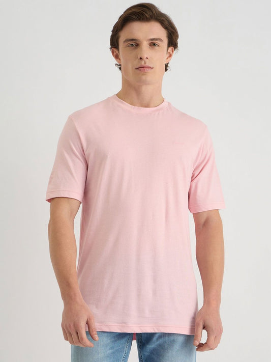 GANT Men Solid Tonal Logo Round Neck Cotton T-shirt