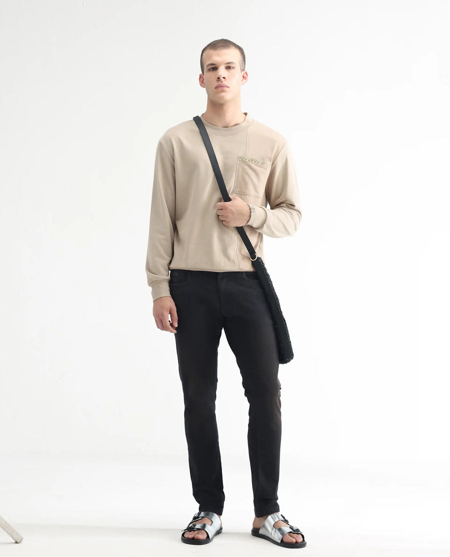 Rare Rabbit Men's Ray Black Cotton Plain Hawk Slim Fit Jeans