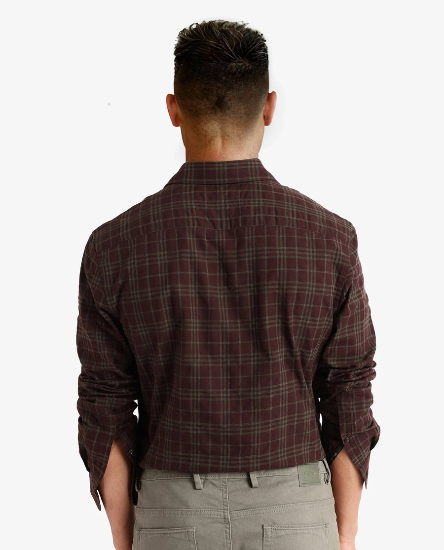 Rare Rabbit Men's Revers Brown Cotton Checked Print Regular Fit Full Sleeve Collared Shirt