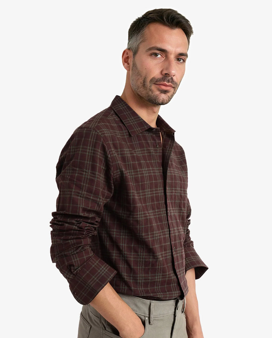 Rare Rabbit Men's Revers Brown Cotton Checked Print Regular Fit Full Sleeve Collared Shirt