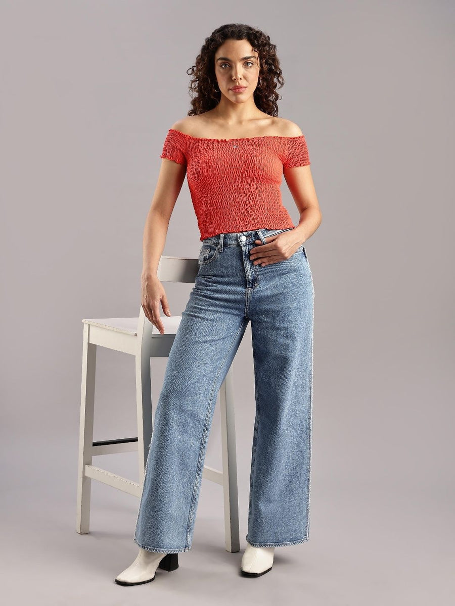 Tommy Hilfiger Women Off-Shoulder Cotton Crop Top