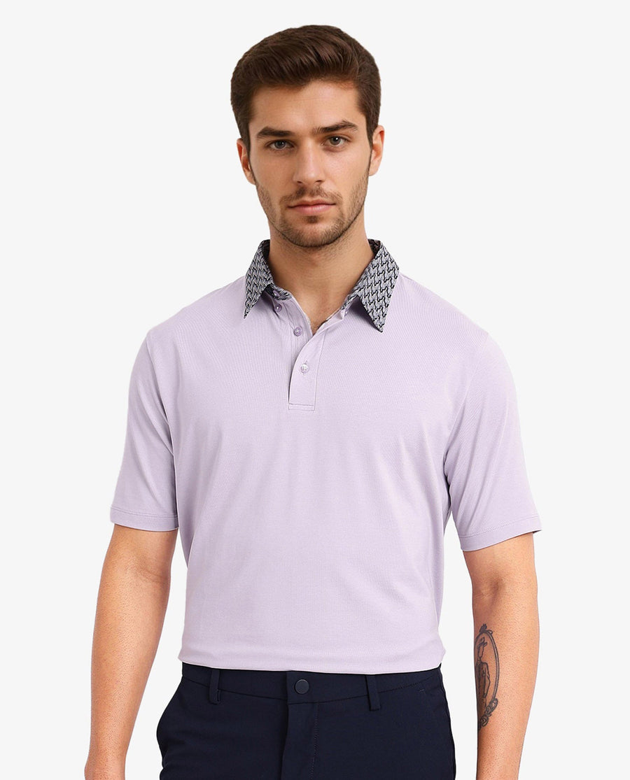 Rare Rabbit Men's Ringer-2 Dusky Purple Cotton Plain Regular Fit Half Sleeve Polo