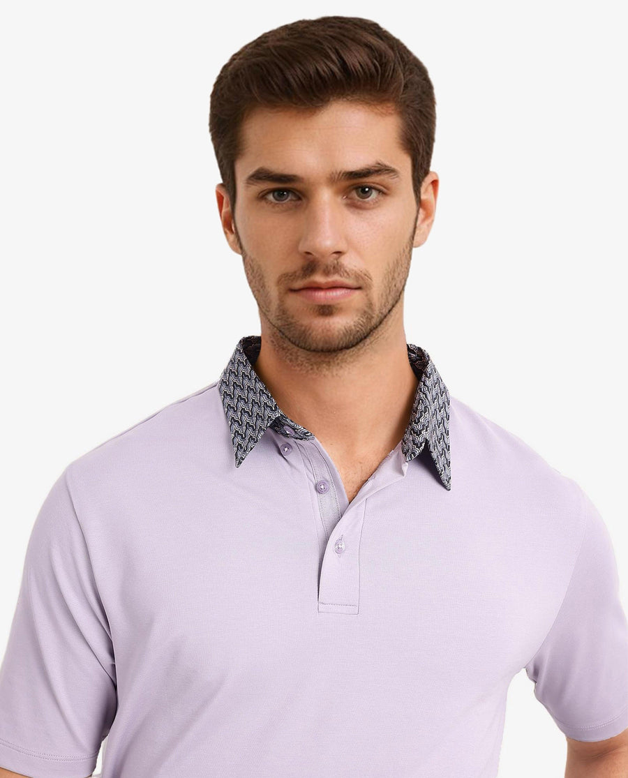 Rare Rabbit Men's Ringer-2 Dusky Purple Cotton Plain Regular Fit Half Sleeve Polo