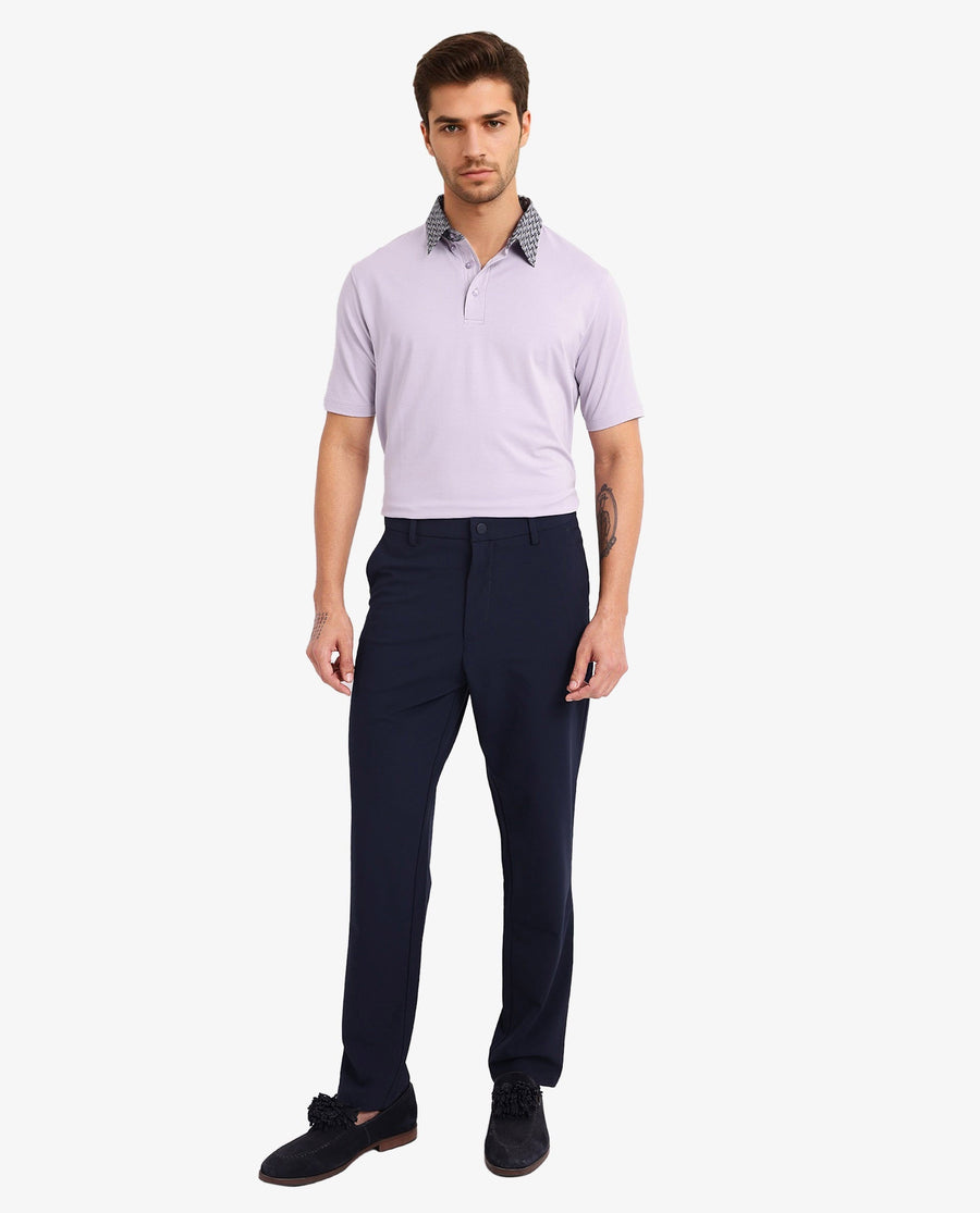 Rare Rabbit Men's Ringer-2 Dusky Purple Cotton Plain Regular Fit Half Sleeve Polo