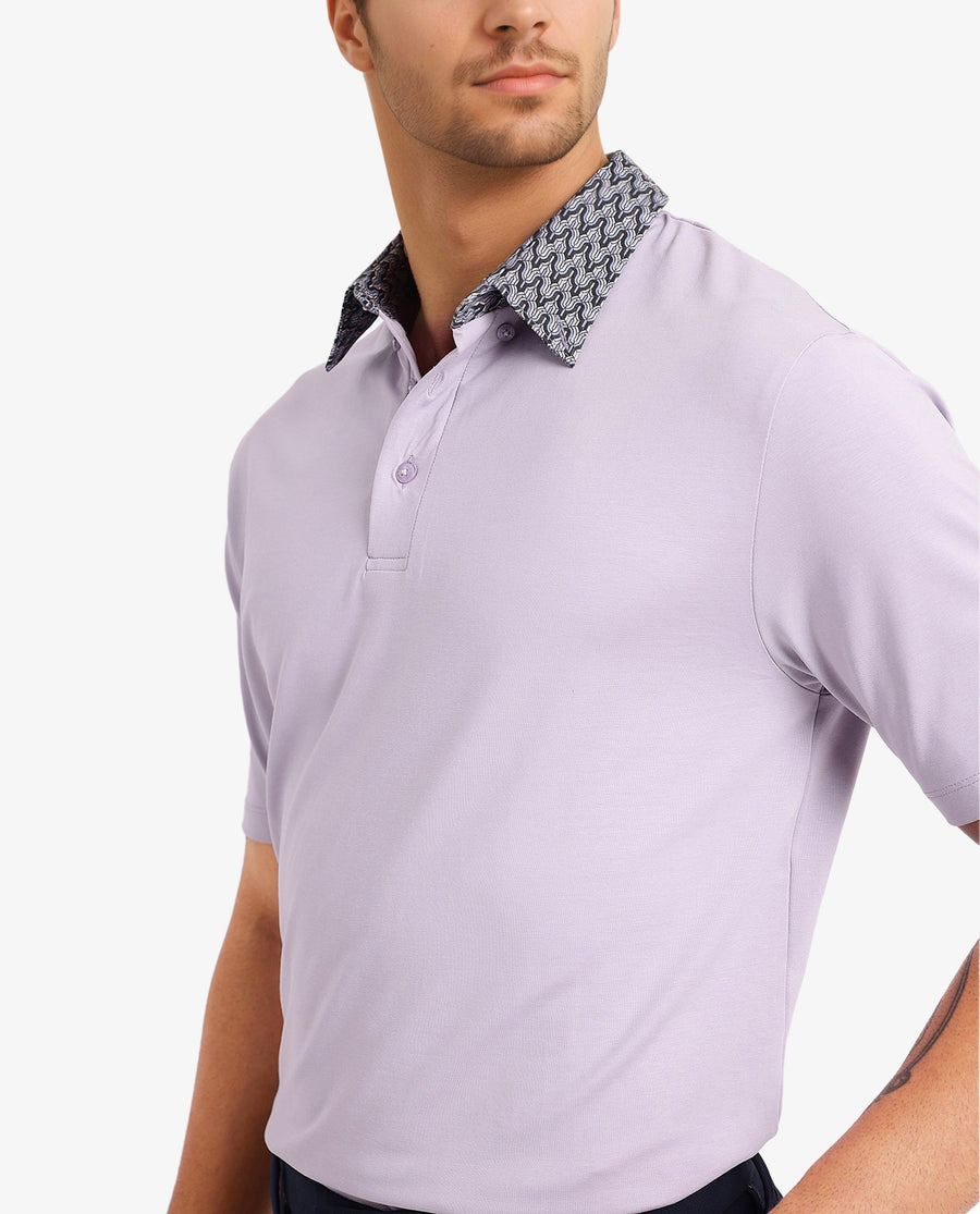 Rare Rabbit Men's Ringer-2 Dusky Purple Cotton Plain Regular Fit Half Sleeve Polo