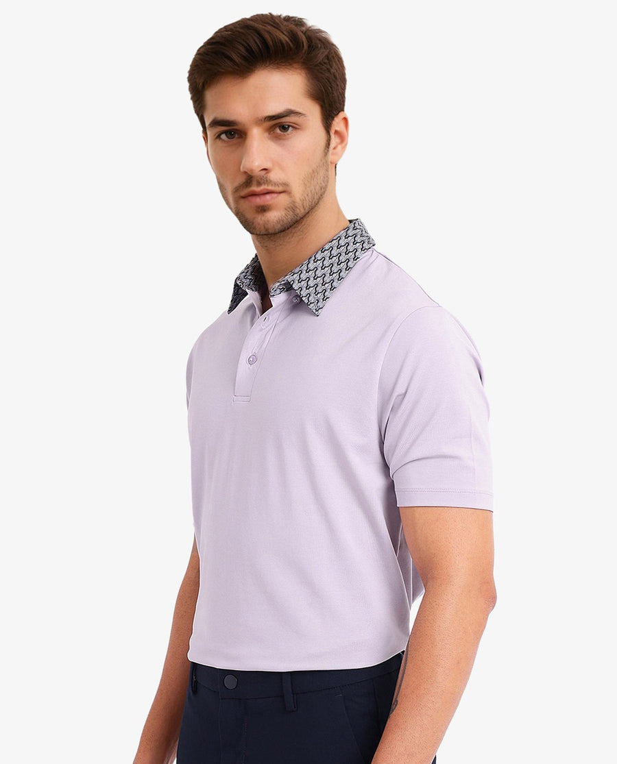 Rare Rabbit Men's Ringer-2 Dusky Purple Cotton Plain Regular Fit Half Sleeve Polo