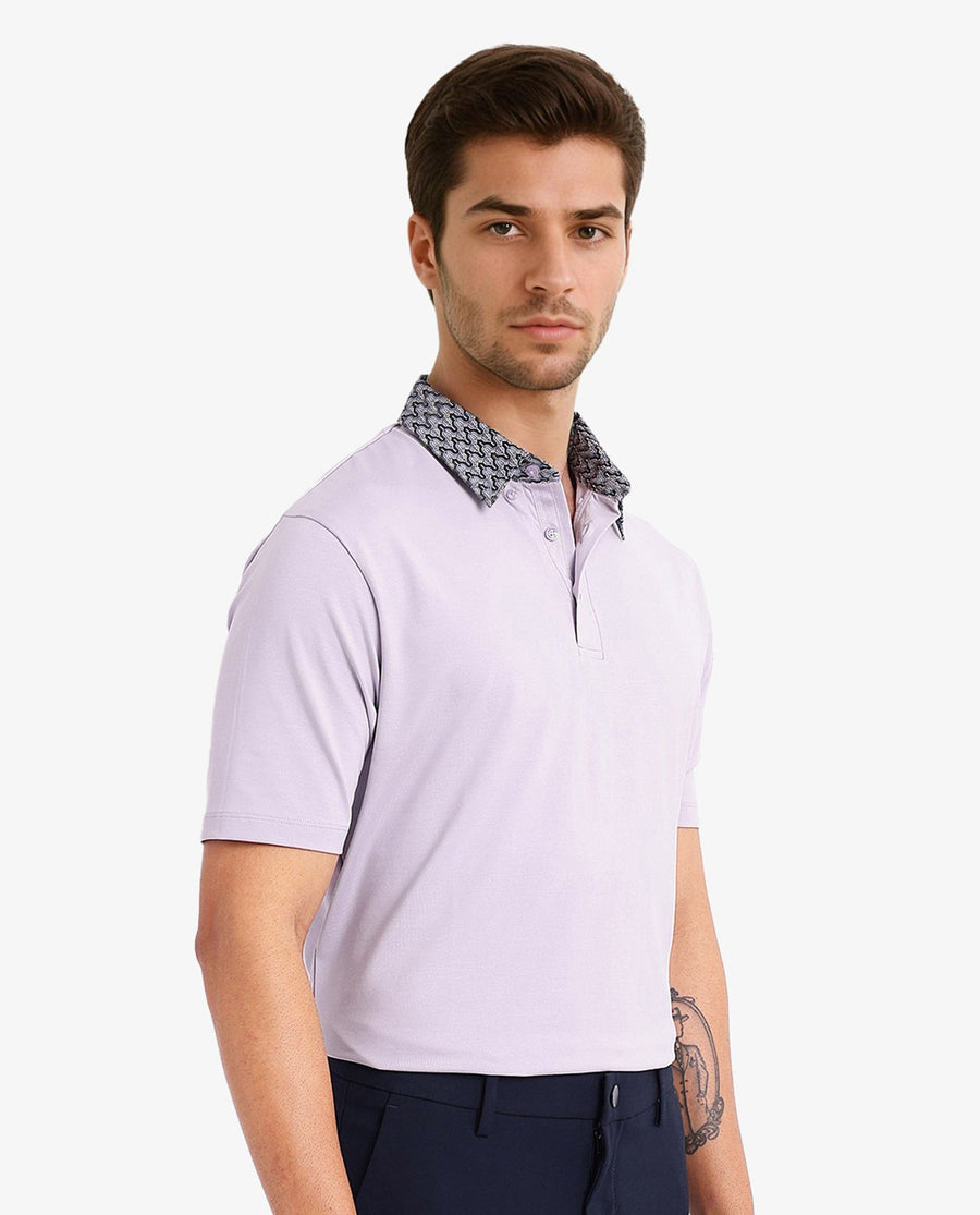 Rare Rabbit Men's Ringer-2 Dusky Purple Cotton Plain Regular Fit Half Sleeve Polo