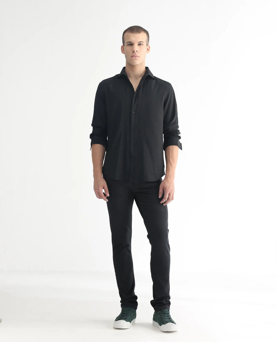Rare Rabbit Men's Riom Dark Grey Cotton Plain Hawk Slim Fit Jeans