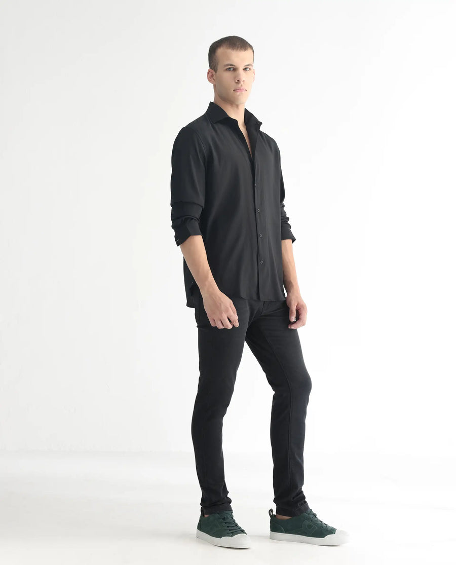 Rare Rabbit Men's Riom Dark Grey Cotton Plain Hawk Slim Fit Jeans