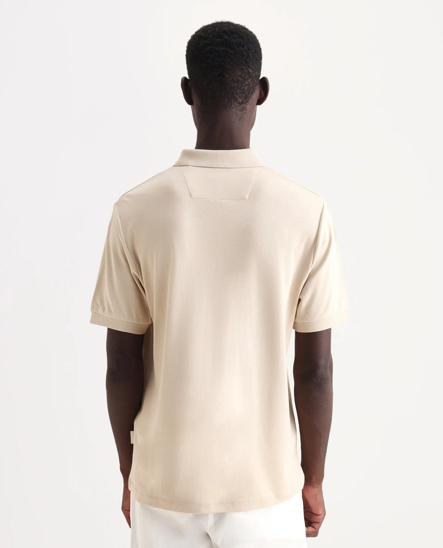 Rare Rabbit Men's Row-25 Beige Cotton Plain Regular Fit Half Sleeve Polo