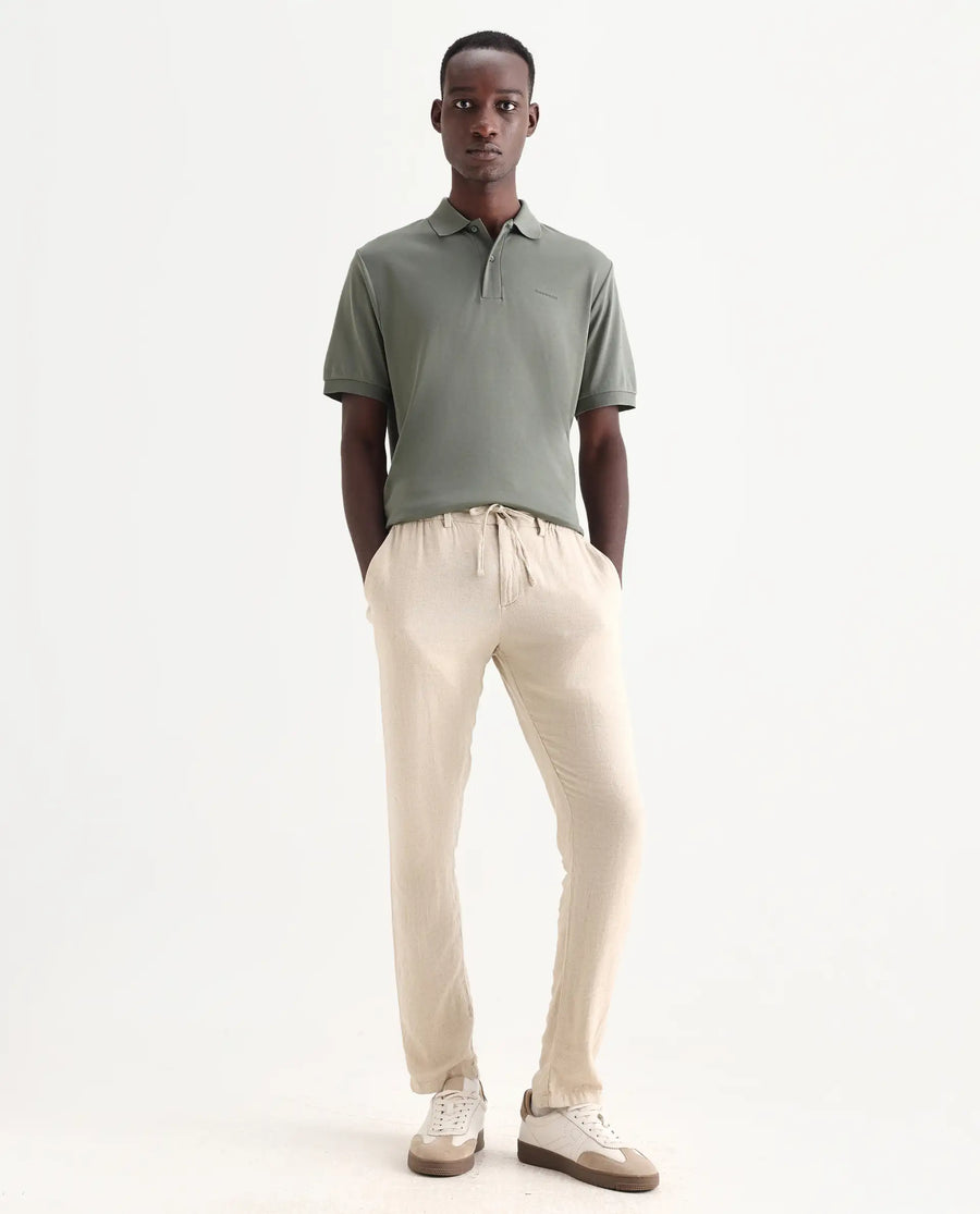 Rare Rabbit Men's Row-25 Dusky Green Cotton Plain Regular Fit Half Sleeve Polo