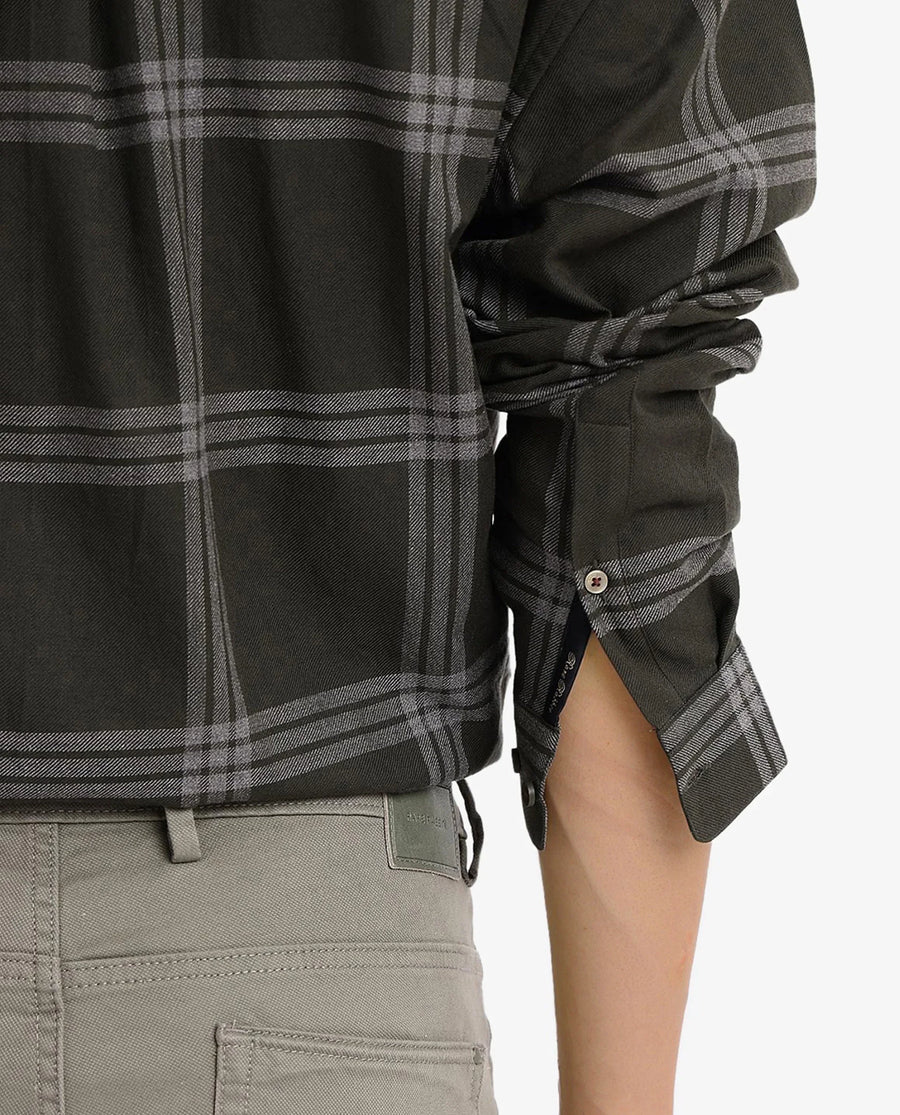 Rare Rabbit Men's Russ Dark Green Cotton Checked Print Regular Fit Full Sleeve Collared Shirt