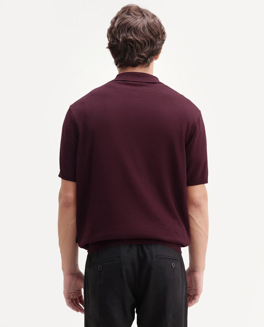 Rare Rabbit Men's Ryd Maroon Cotton Plain Regular Fit Half Sleeve Polo